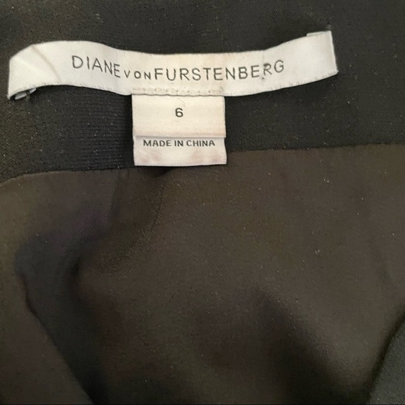 Diane Von Furstenberg Karina Black Leather Trim Mini Skirt Size 6 - Picture 8 of 9